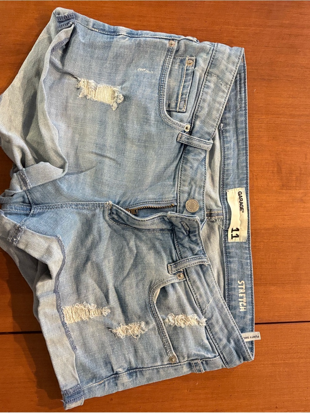 Garage Distressed Light Blue Denim Shorts
